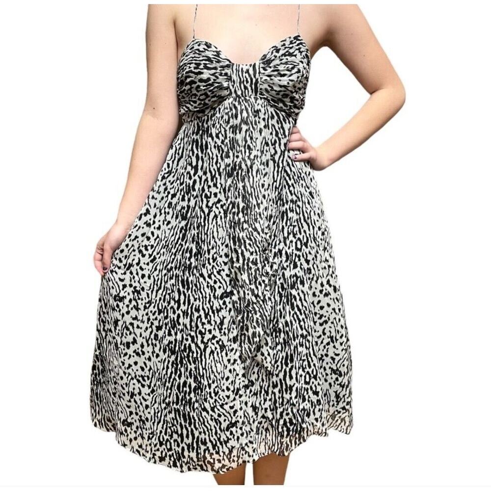 Banana Republic Animal Print Silk Dress Y2K Size Large